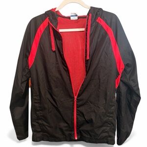 Vintage STARTER Black and Red ZipUp Windbreaker Jacket Size Medium